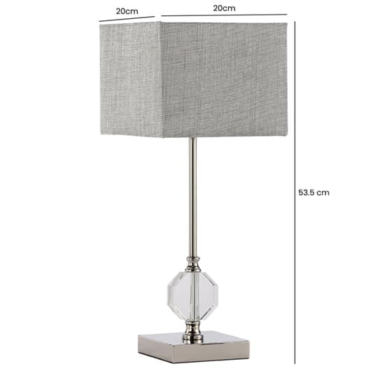 Azusa Grey Linen Shade Crystal Table Lamp with Metal Base_6