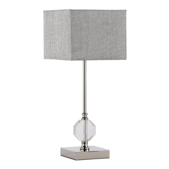 Azusa Grey Linen Shade Crystal Table Lamp with Metal Base_1