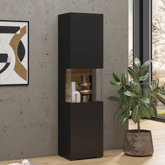 Azusa Wooden Display Cabinet Tall In Matt Black_1