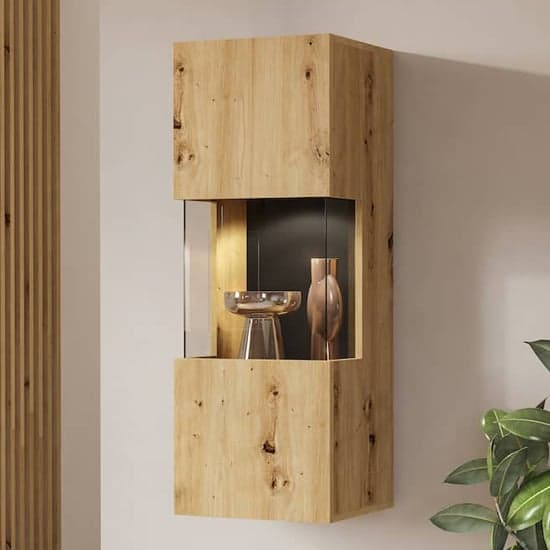 Azusa Wooden Display Cabinet Wall Hung In Artisan Oak_1