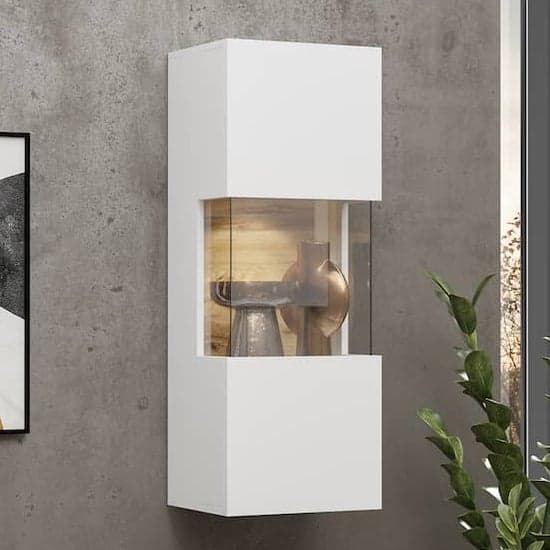 Azusa Wooden Display Cabinet Wall Hung In Matt White_1