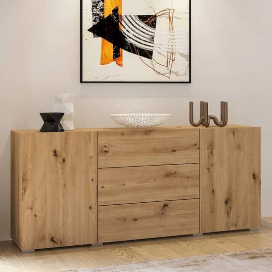 Azusa Wooden Sideboard With 2 Doors 3 Drawers In Artisan Oak_1