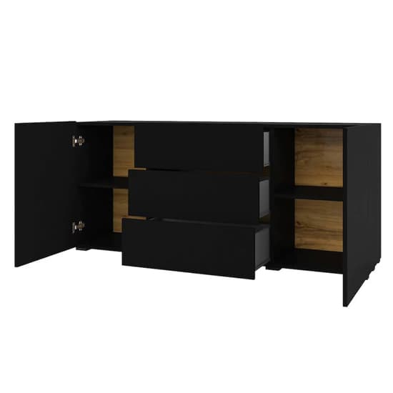 Azusa Wooden Sideboard With 2 Doors 3 Drawers In Matt Black_3
