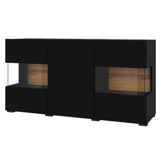 Azusa Wooden Sideboard With 3 Doors In Matt Black_2