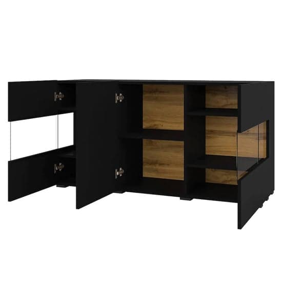 Azusa Wooden Sideboard With 3 Doors In Matt Black_3