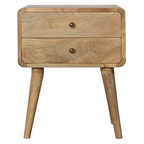 Bacon Wooden Curved Bedside Cabinet In Oak Ish With 2 Drawer_2