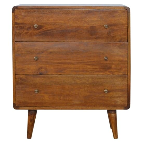 Bacon Wooden Curved Chest Of Drawers In Chestnut With 3 Drawers_2