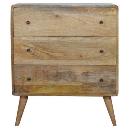 Bacon Wooden Curved Chest Of Drawers In Oak Ish With 3 Drawers_2