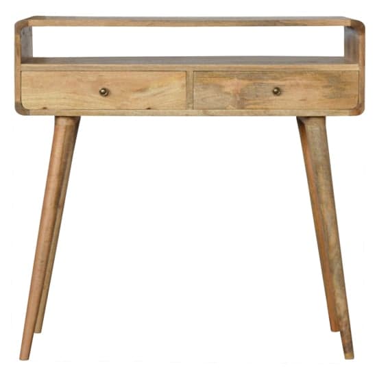 Bacon Wooden Curved Console Table In Oak Ish With 2 Drawers_2