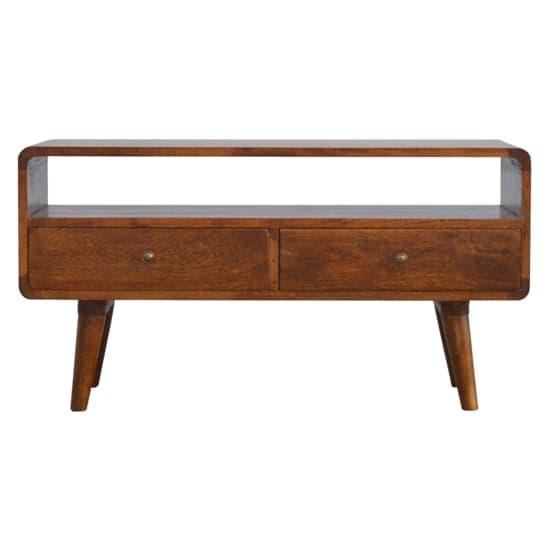 Bacon Wooden Curved TV Stand In Chestnut With 2 Drawers_2