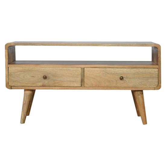Bacon Wooden Curved TV Stand In Oak Ish With 2 Drawers_2