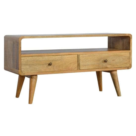 Bacon Wooden Curved TV Stand In Oak Ish With 2 Drawers_1