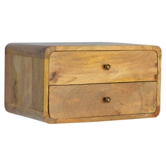 Bacon Wooden Wall Hung Bedside Cabinet In Oak Ish With 2 Drawers_1