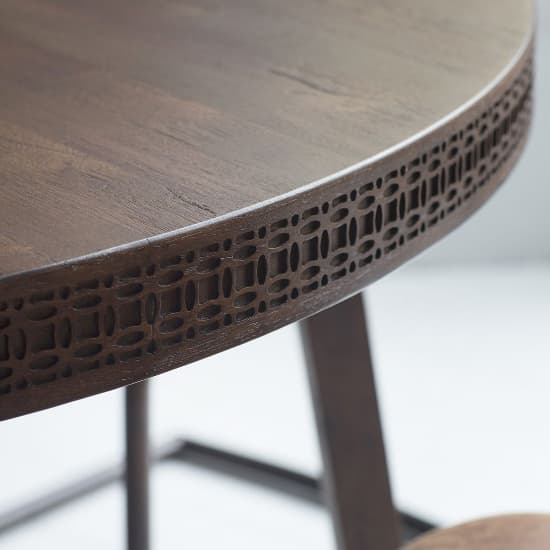 Bahia Round Wooden Dining Table In Brown_3