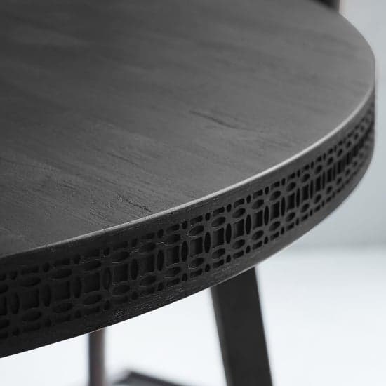 Bahia Round Wooden Dining Table In Matt Black Charcoal_3