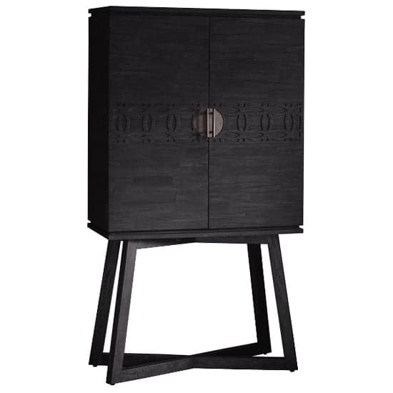Bahia Wooden Bar Cabinet With 2 Doors In Matt Black Charcoal_2