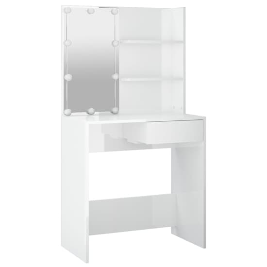 Baina High Gloss Dressing Table In White With LED Lights_4