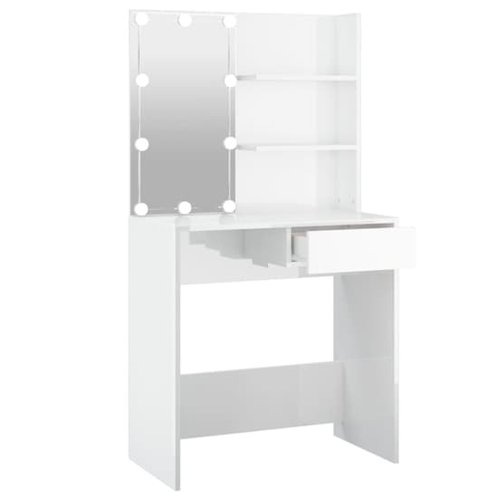Baina High Gloss Dressing Table In White With LED Lights_5
