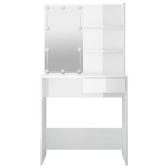 Baina High Gloss Dressing Table In White With LED Lights_6