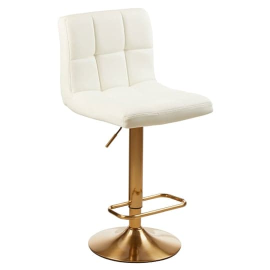 Baino White Faux Leather Bar Chairs With Gold Base In A Pair_2