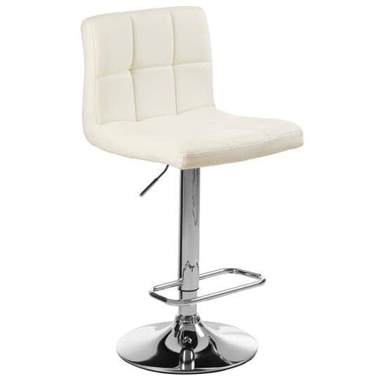 Baino White Faux Leather Bar Chairs With Chrome Base In A Pair_2