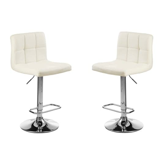 Baino White Faux Leather Bar Chairs With Chrome Base In A Pair_1