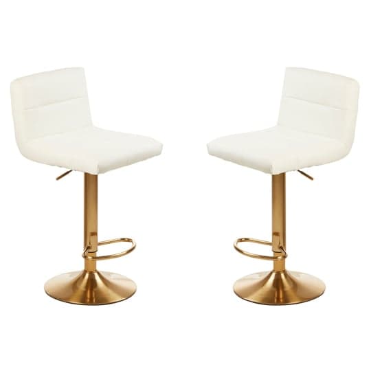 Baino White Leather Bar Chairs With Gold Base In A Pair_1