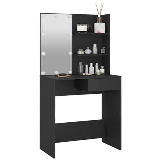 Baina Wooden Dressing Table In Black With LED Lights_2