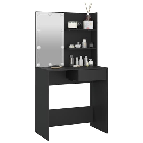 Baina Wooden Dressing Table In Black With LED Lights Furniture in Fashion