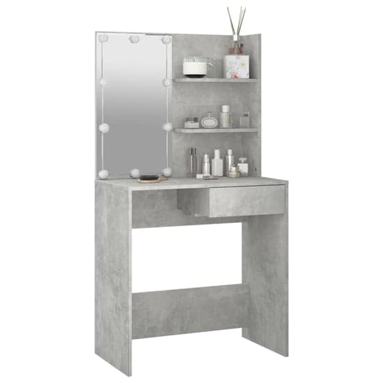 Baina Wooden Dressing Table In Concrete Effect With LED Lights_2