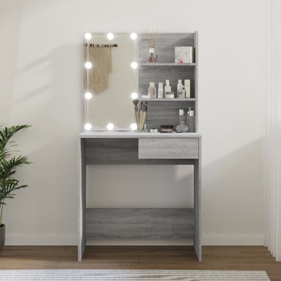 Baina Wooden Dressing Table In Grey Sonoma Oak With LED Lights_1