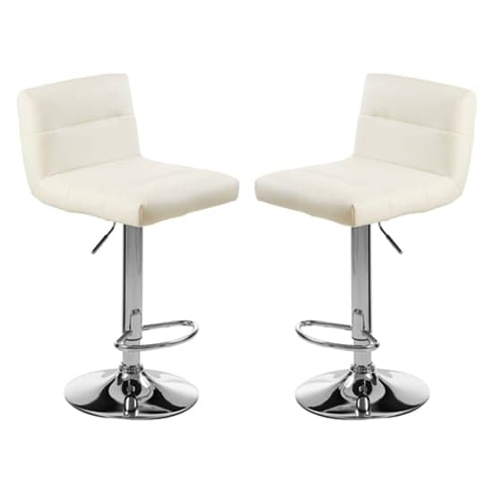 Baino White Leather Bar Chairs With Chrome Base In A Pair_1