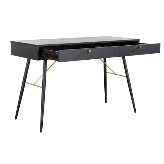 Baiona Wooden Console Table With 2 Drawers In Black Oak_3