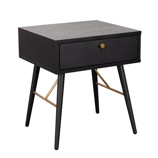 Baiona Wooden Lamp Table With 1 Drawer In Black Oak_1