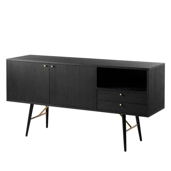 Baiona Wooden Sideboard With 2 Doors 2 Drawers In Black_1