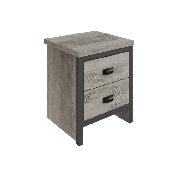 Balcombe Grey Wooden Bedside Cabinet With 2 Drawers In Pair_3