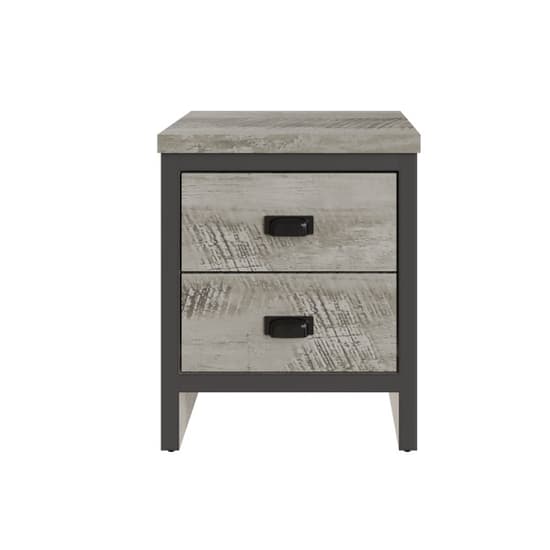 Balcombe Grey Wooden Bedside Cabinet With 2 Drawers In Pair_4