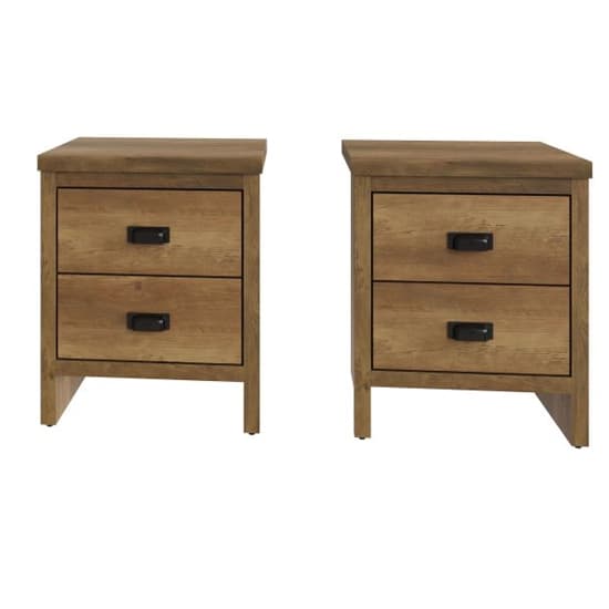 Balcombe Knotty Oak Wooden Bedside Cabinet 2 Drawers In Pair_3