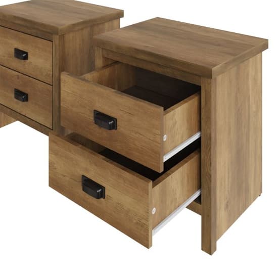 Balcombe Knotty Oak Wooden Bedside Cabinet 2 Drawers In Pair_4