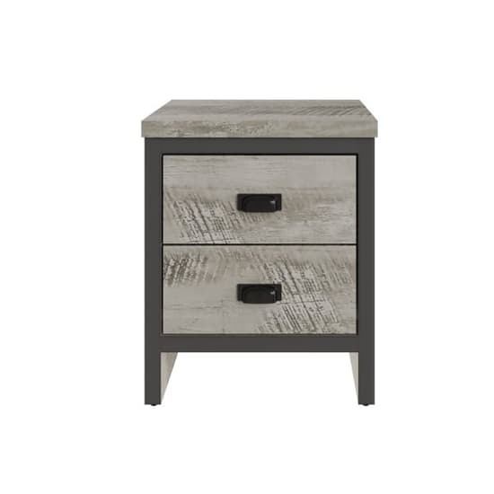 Balcombe Wooden Bedside Cabinet With 2 Drawers In Grey_2