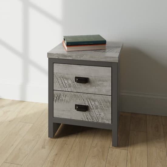 Balcombe Wooden Bedside Cabinet With 2 Drawers In Grey_1