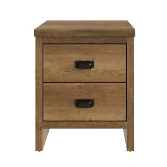 Balcombe Wooden Bedside Cabinet With 2 Drawers In Knotty Oak_2