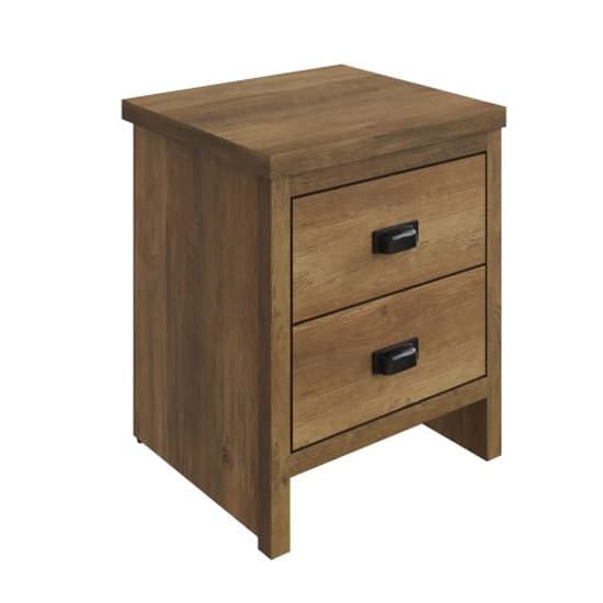 Balcombe Wooden Bedside Cabinet With 2 Drawers In Knotty Oak_3