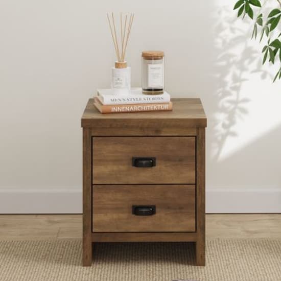 Balcombe Wooden Bedside Cabinet With 2 Drawers In Knotty Oak_1