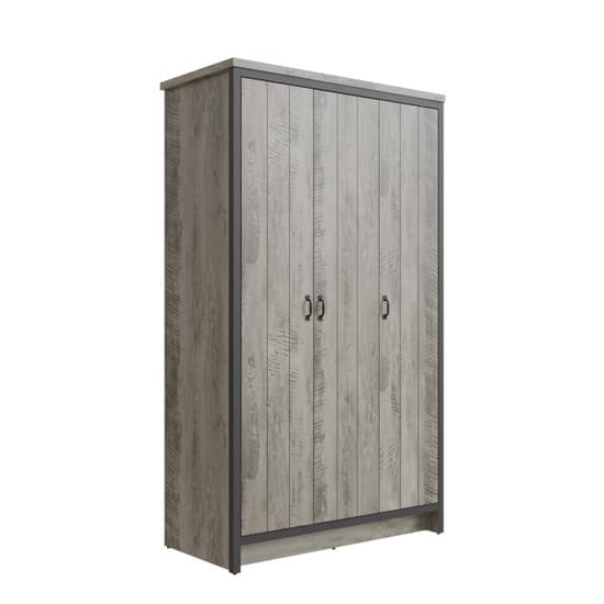 Balcombe Wooden Wardrobe With 3 Doors In Grey_4