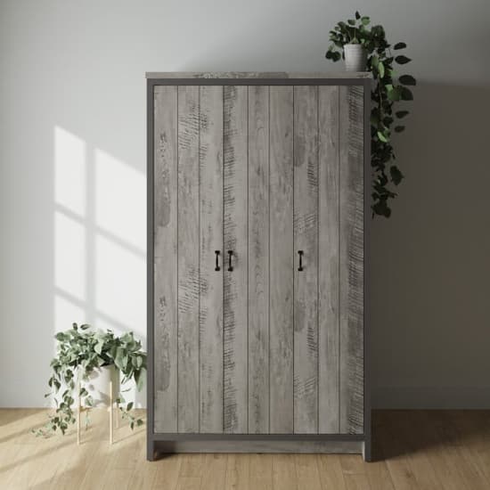 Balcombe Wooden Wardrobe With 3 Doors In Grey_1