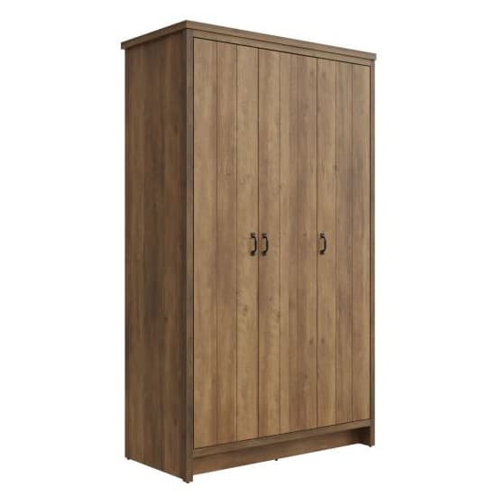 Balcombe Wooden Wardrobe With 3 Doors In Knotty Oak_4