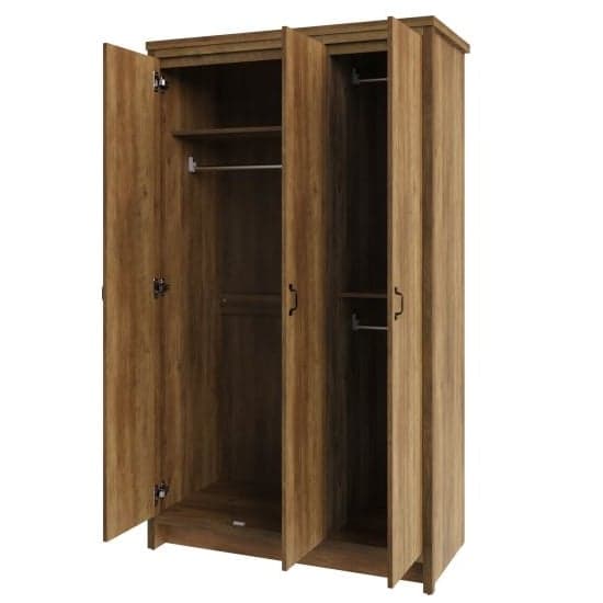 Balcombe Wooden Wardrobe With 3 Doors In Knotty Oak_5