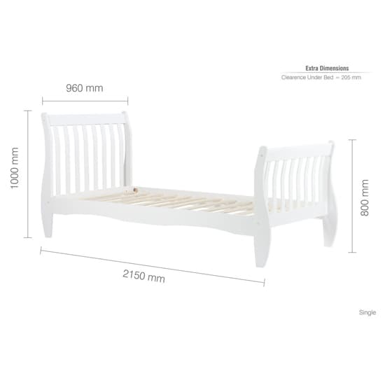 Balford Pine Wood Single Bed In White_5