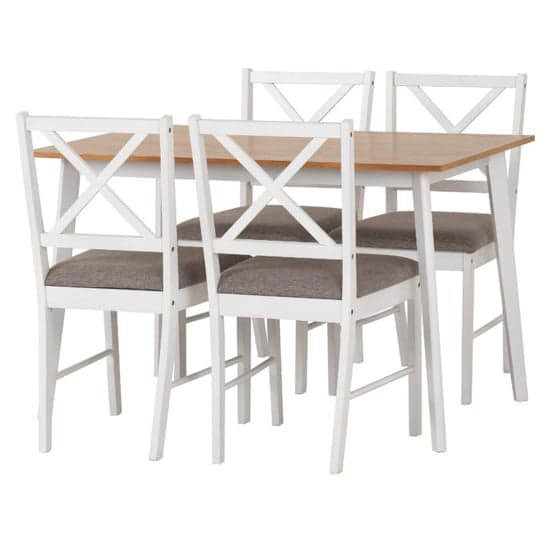 Biella Wooden Dining Table With White And Oak With 4 Chairs_2